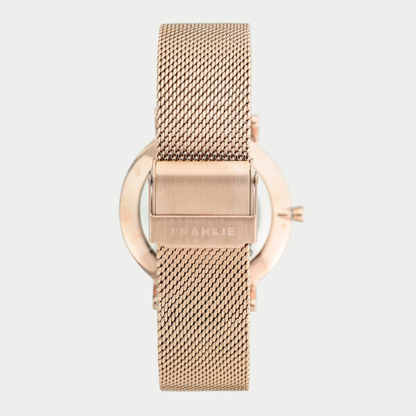 frankie iconic - polished rose / black / rose gold mesh